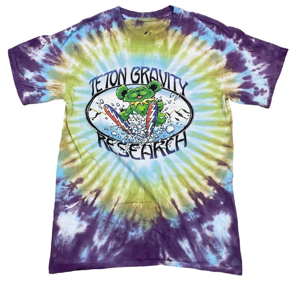 Grateful Dead Teton Gravity Research Backcountry Bears Tie Dye Shirt Men's S